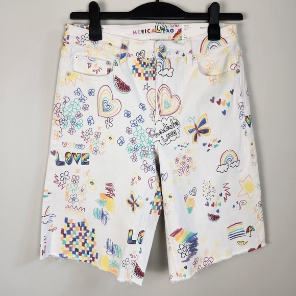 AE PRIDE low-rise Baggy Bermuda Stretch Shorts Dopamine Dressing Candy Rav - Picture 2 of 12